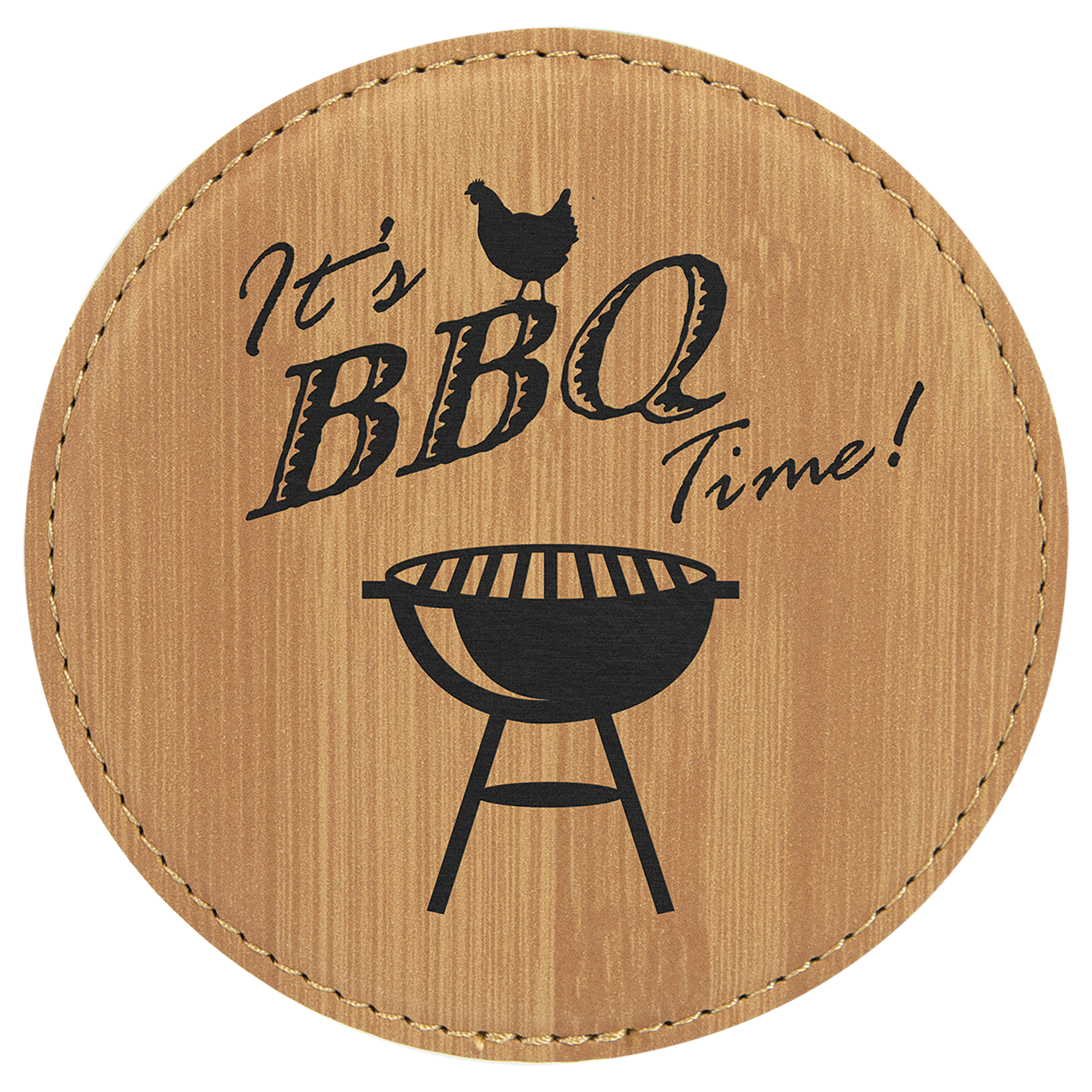 4" Bamboo Round Leatherette Coaster – item GFT871