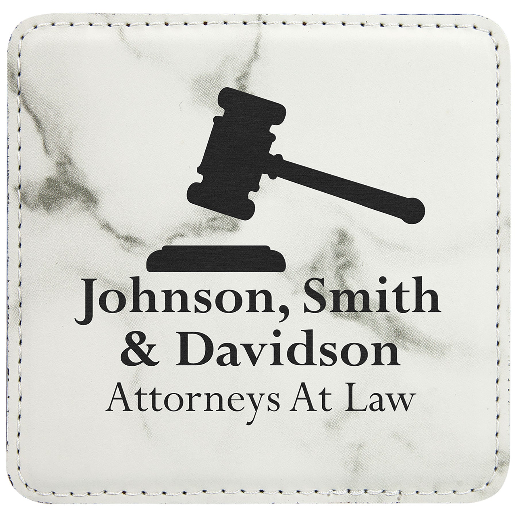 4" x 4" White Marble Square Leatherette Coaster – item GFT874 image 2