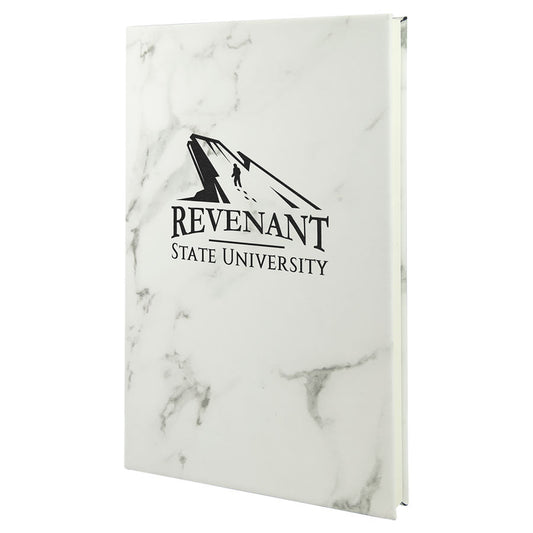 5.25" x 8.25" White Marble Leatherette Journal – item GFT878