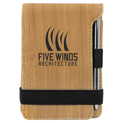 3.25" x 4.75" Bamboo Leatherette Mini Notepad – item GFT879