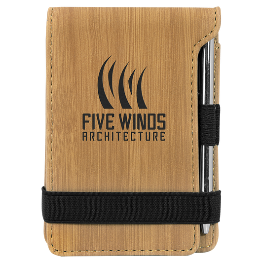 3.25" x 4.75" Bamboo Leatherette Mini Notepad – item GFT879