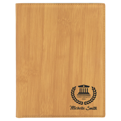 7" x 9" Bamboo Leatherette Small Portfolio – item GFT881