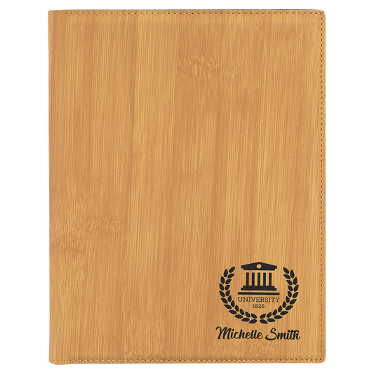 7" x 9" Bamboo Leatherette Small Portfolio – item GFT881
