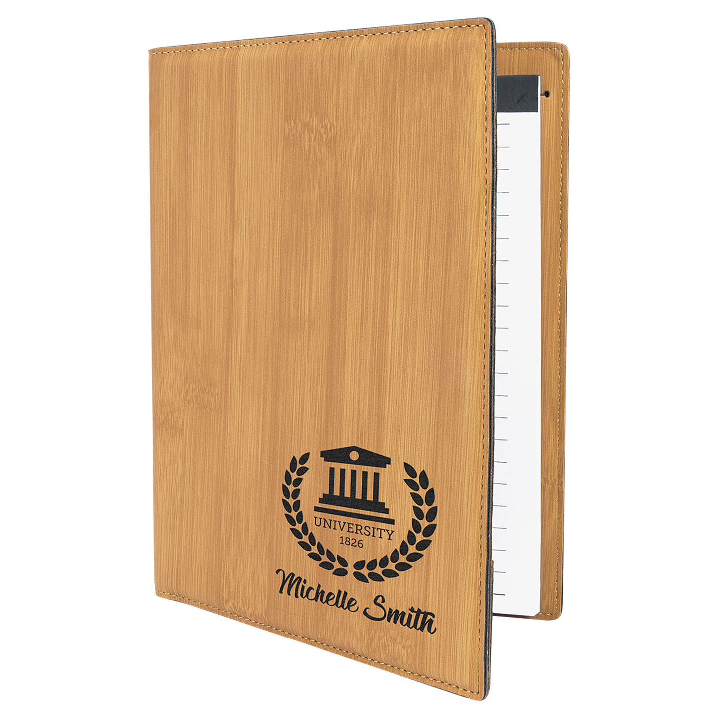 7" x 9" Bamboo Leatherette Small Portfolio – item GFT881 image 3