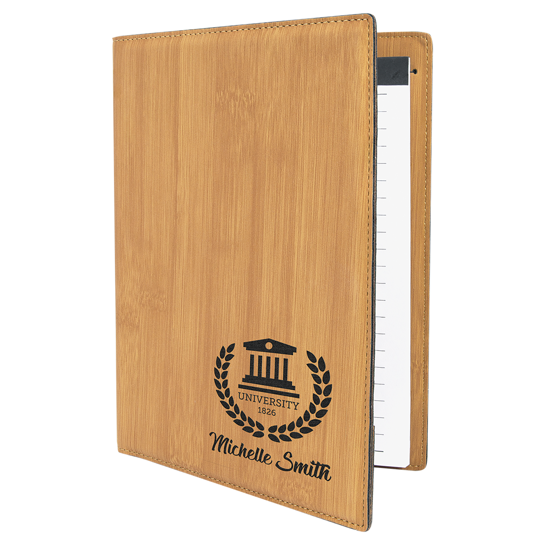 7" x 9" Bamboo Leatherette Small Portfolio – item GFT881 image 3