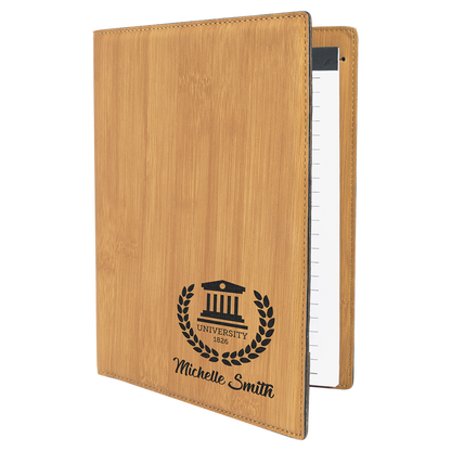 7" x 9" Bamboo Leatherette Small Portfolio – item GFT881 image 3