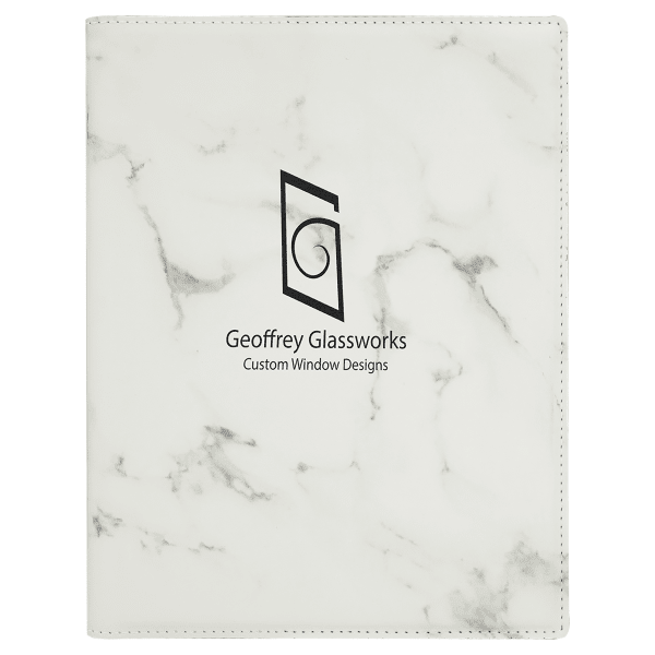 7" x 9" White Marble Leatherette Small Portfolio – item GFT882 image 6