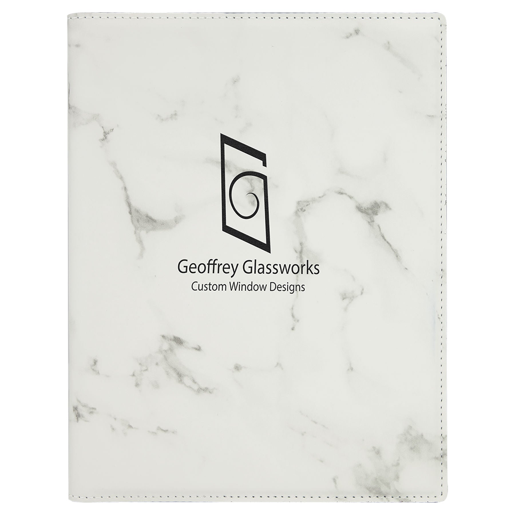 7" x 9" White Marble Leatherette Small Portfolio – item GFT882 image 2
