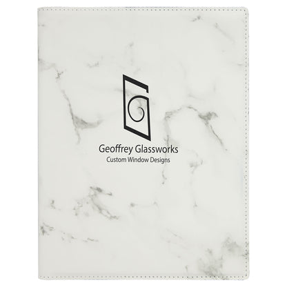 7" x 9" White Marble Leatherette Small Portfolio – item GFT882 image 2