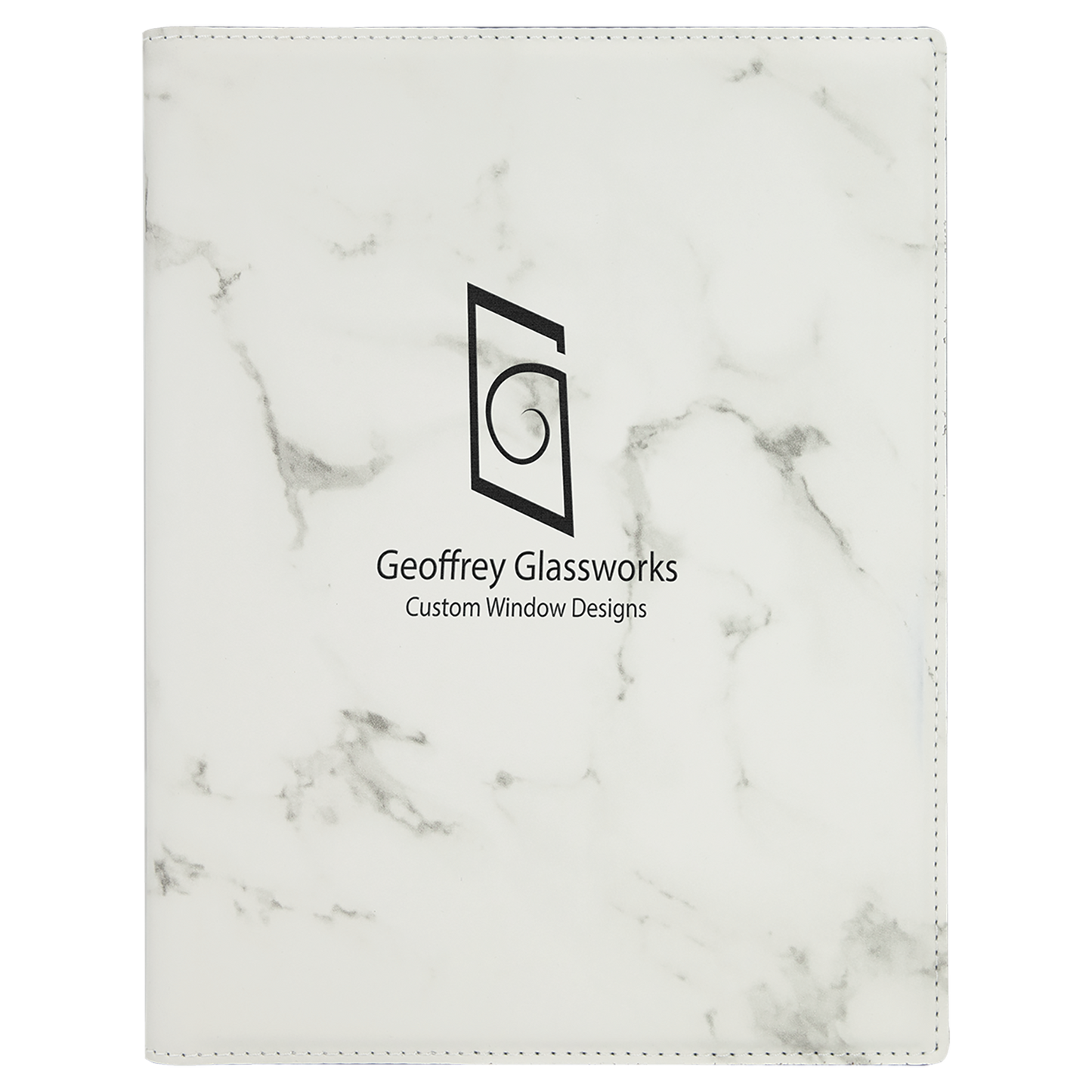 7" x 9" White Marble Leatherette Small Portfolio – item GFT882