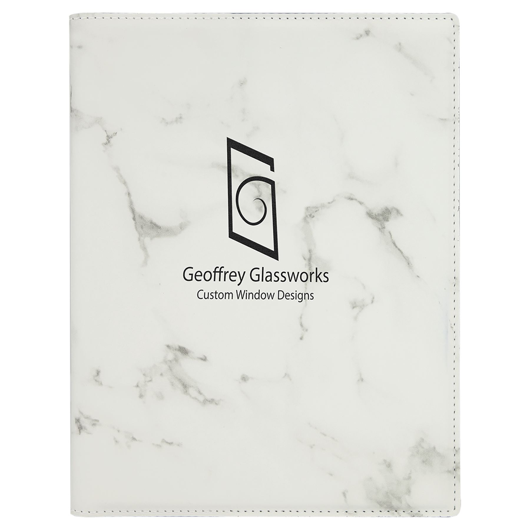 7" x 9" White Marble Leatherette Small Portfolio – item GFT882