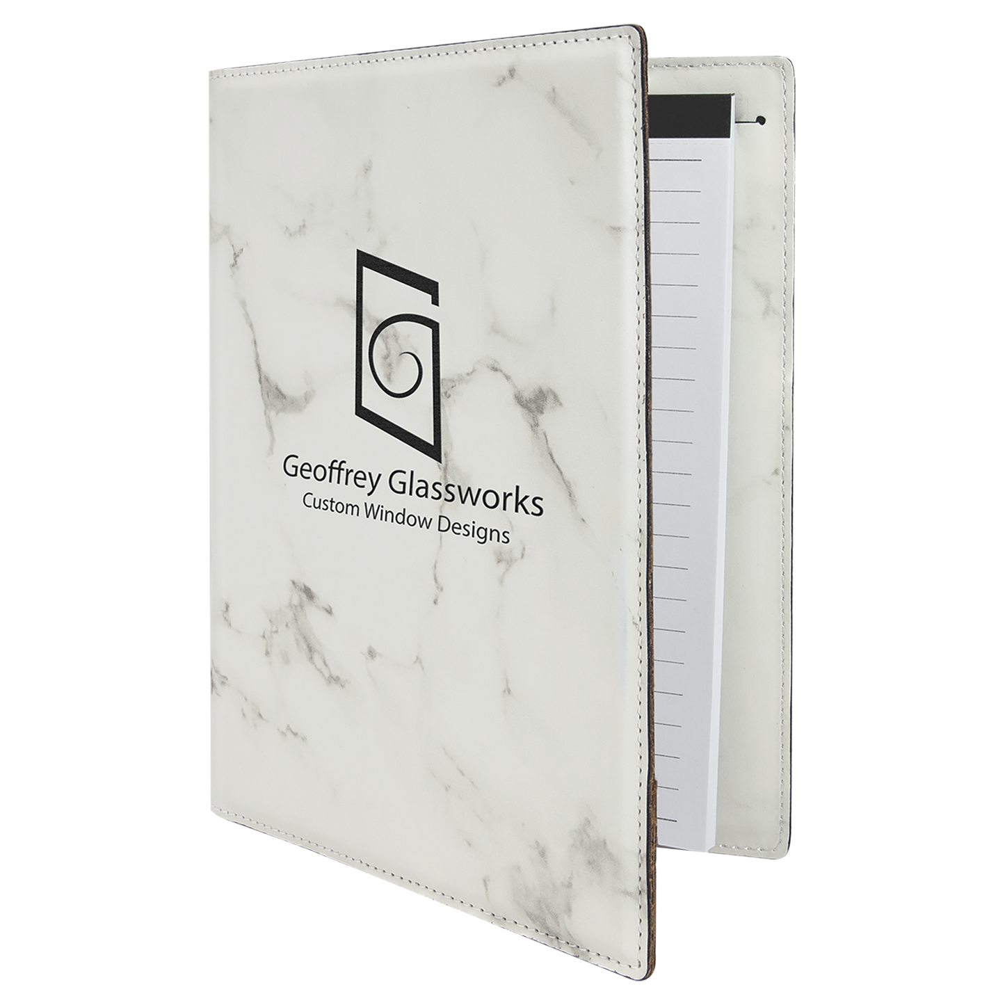 7" x 9" White Marble Leatherette Small Portfolio – item GFT882 image 3