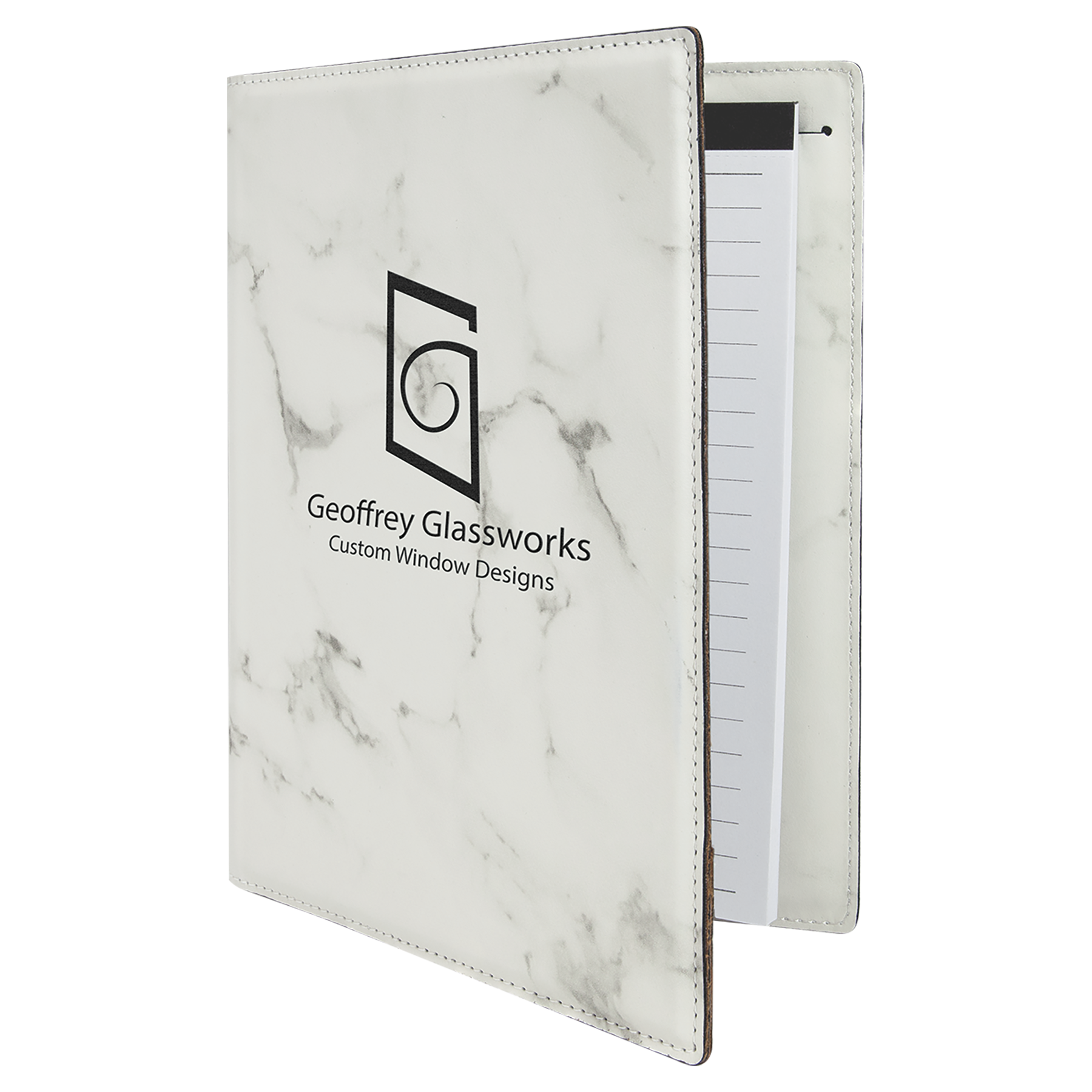 7" x 9" White Marble Leatherette Small Portfolio – item GFT882 image 3