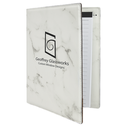 7" x 9" White Marble Leatherette Small Portfolio – item GFT882 image 3