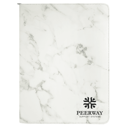 9.5" x 12" White Marble Leatherette Zipper Portfolio – item GFT886 image 6