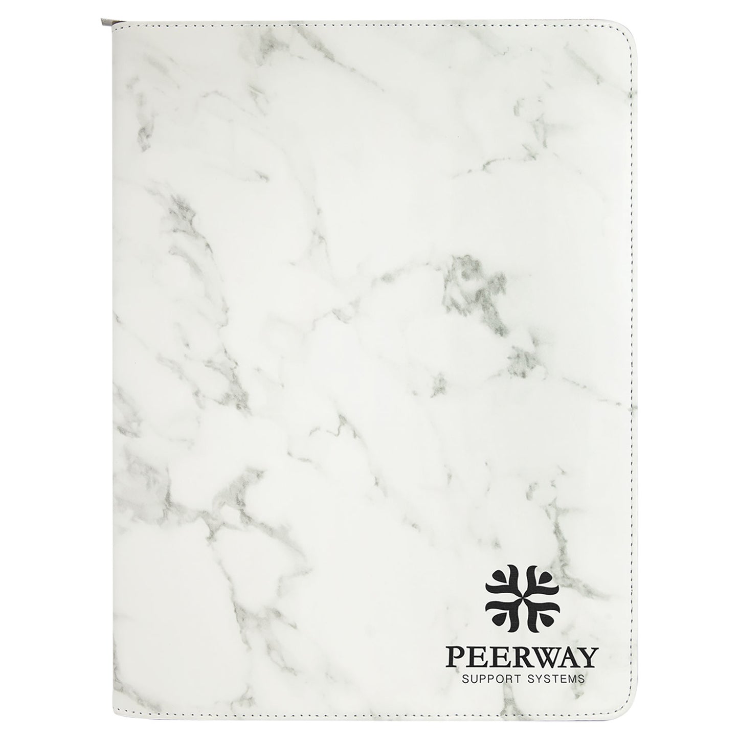 9.5" x 12" White Marble Leatherette Zipper Portfolio – item GFT886 image 2