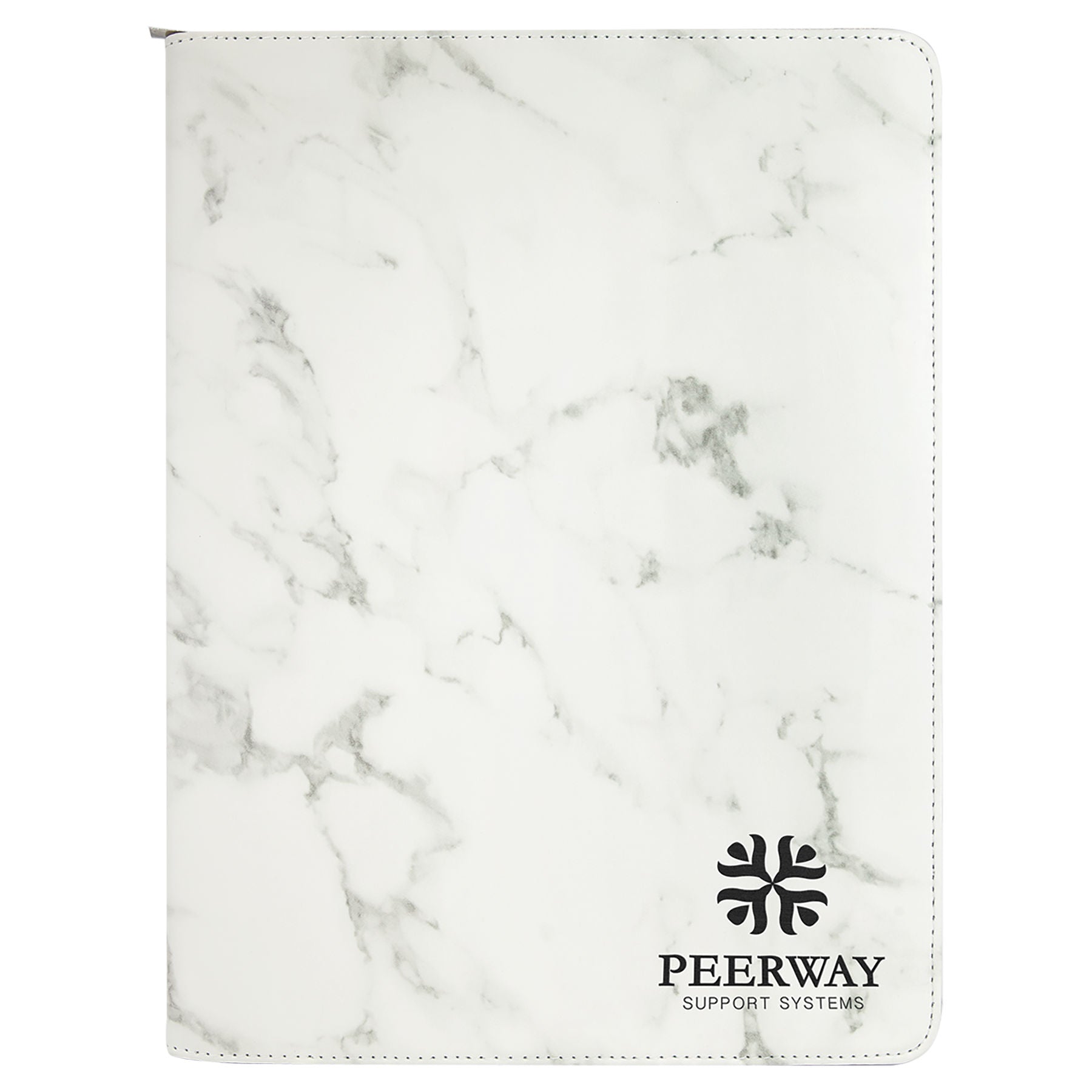 9.5" x 12" White Marble Leatherette Zipper Portfolio – item GFT886 image 2