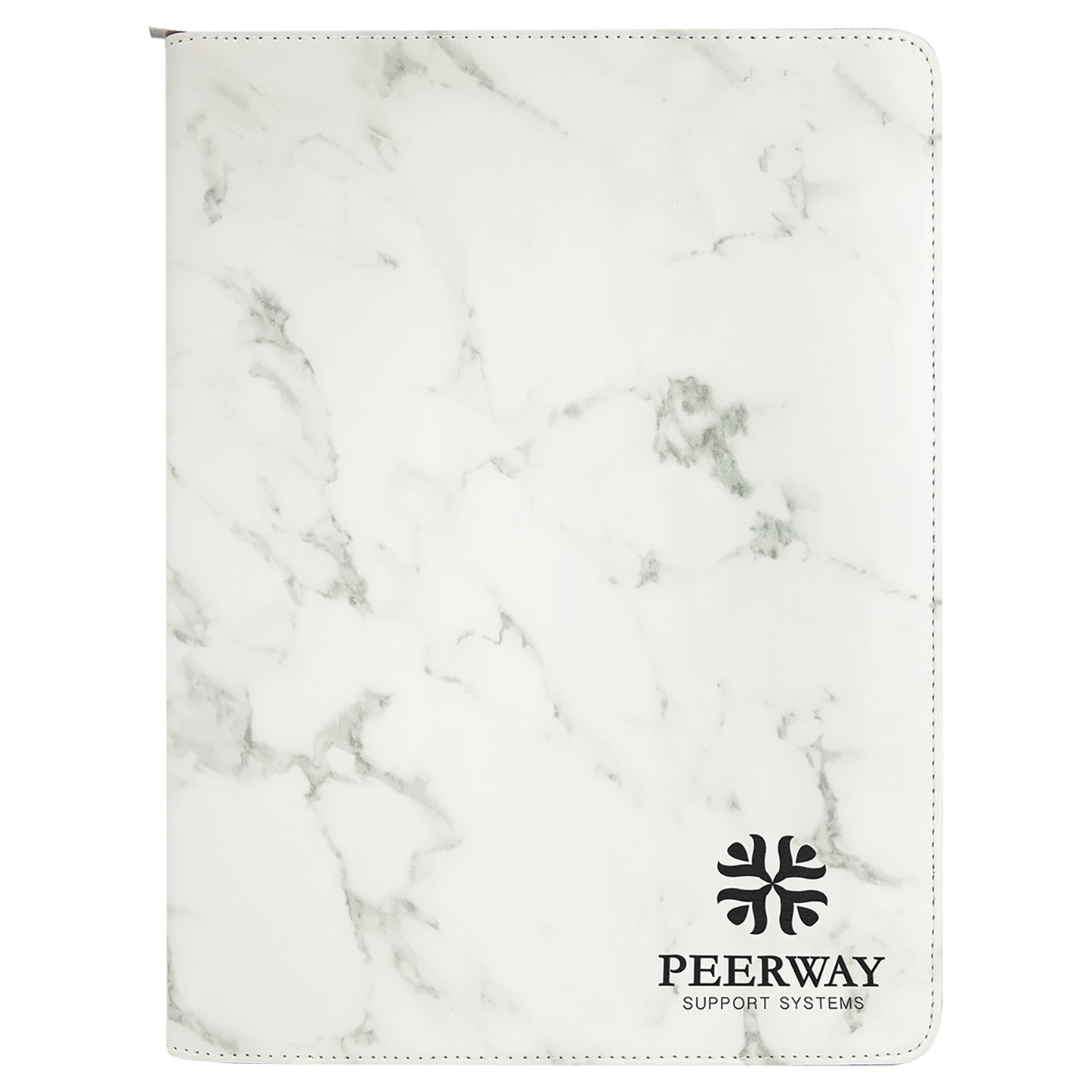 9.5" x 12" White Marble Leatherette Zipper Portfolio – item GFT886