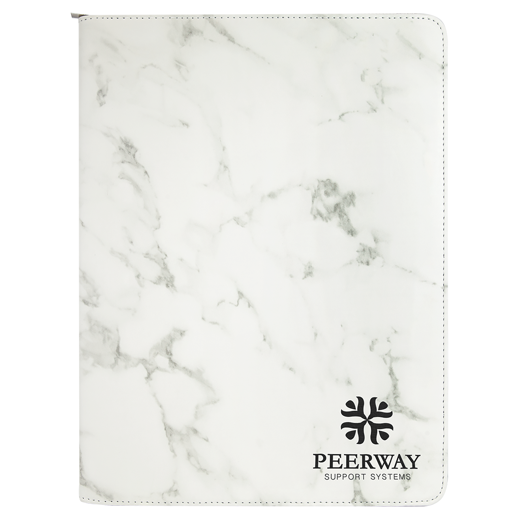 9.5" x 12" White Marble Leatherette Zipper Portfolio – item GFT886