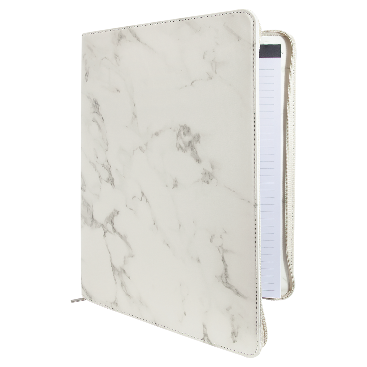 9.5" x 12" White Marble Leatherette Zipper Portfolio – item GFT886 image 5