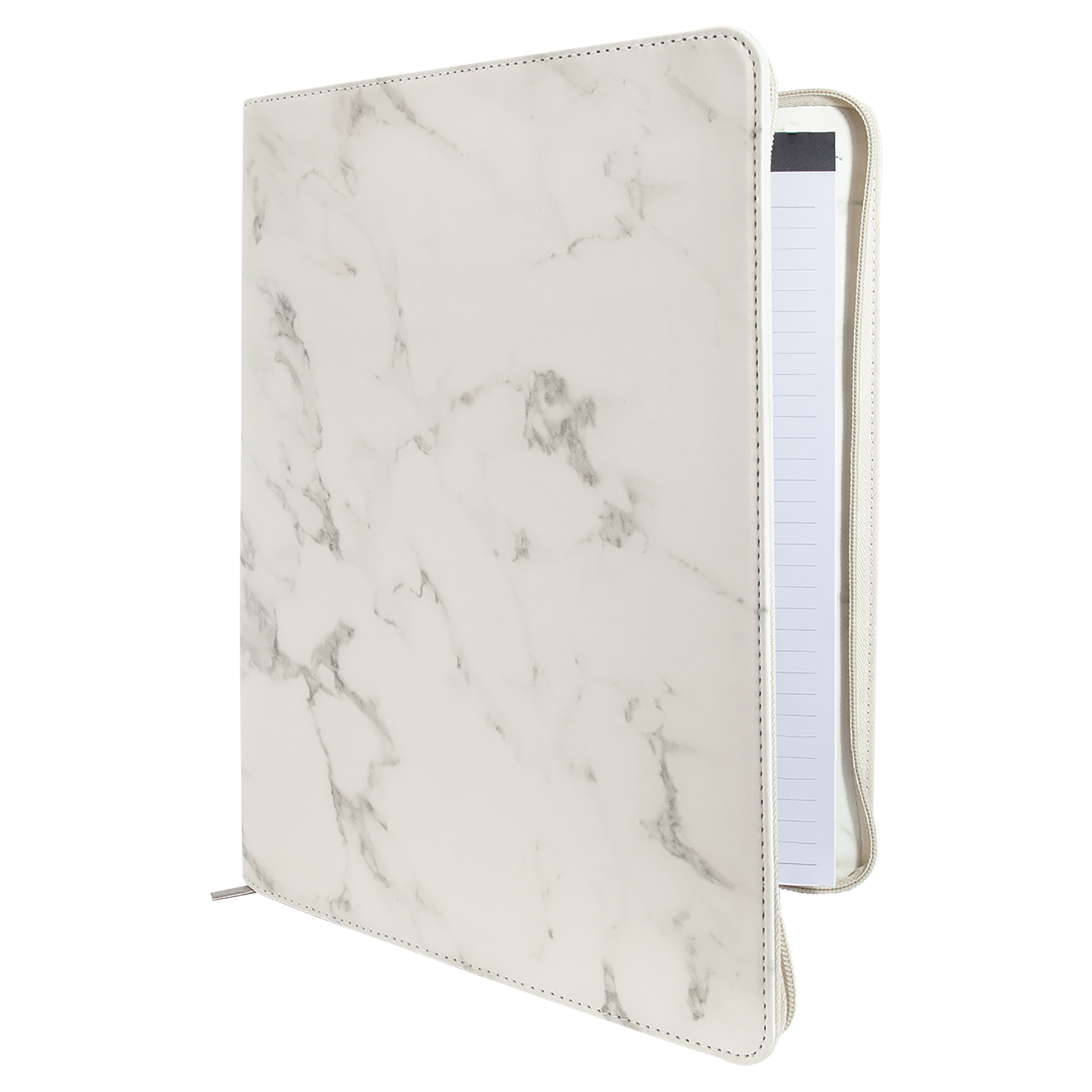 9.5" x 12" White Marble Leatherette Zipper Portfolio – item GFT886 image 5