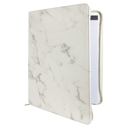 9.5" x 12" White Marble Leatherette Zipper Portfolio – item GFT886 image 5