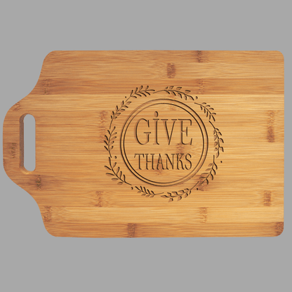 Natural Bamboo Cutting Board with a Handle – item GFT898 image 2