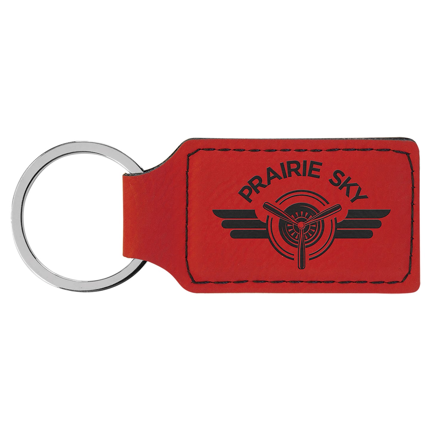 2.75" x 1.25" Red Rectangle Leatherette Keychain – item GFT901 image 2