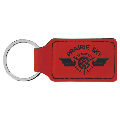 2.75" x 1.25" Red Rectangle Leatherette Keychain – item GFT901 image 2