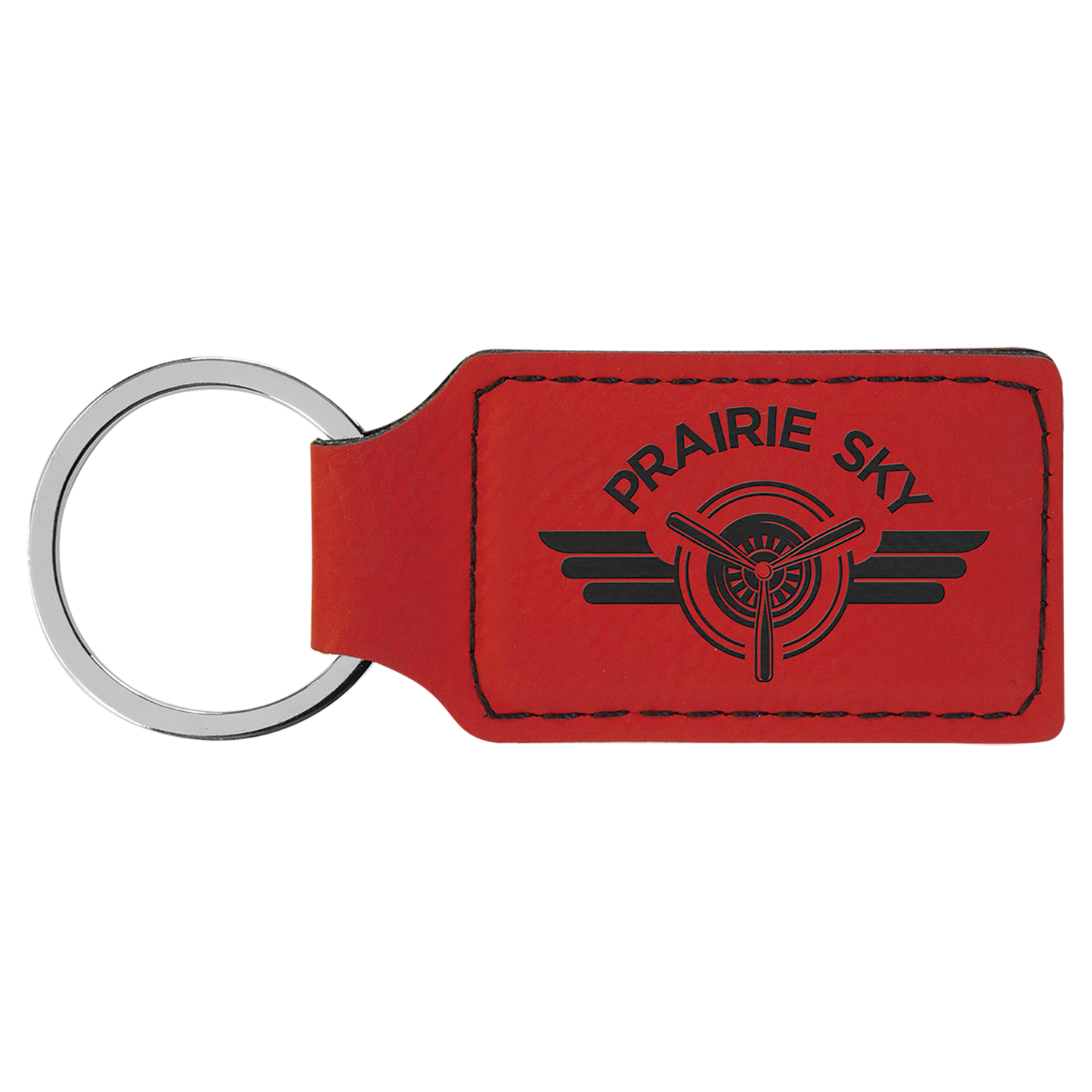 2.75" x 1.25" Red Rectangle Leatherette Keychain – item GFT901