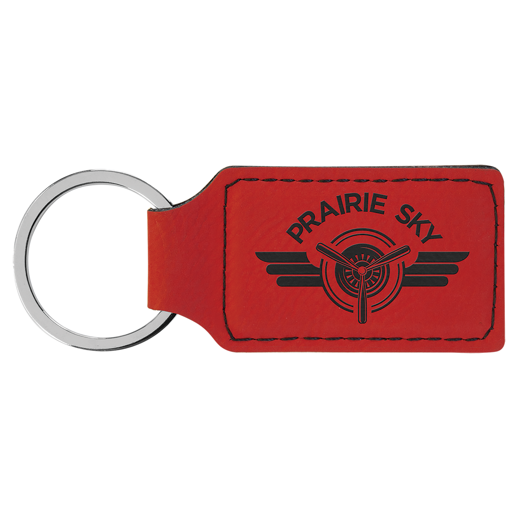 2.75" x 1.25" Red Rectangle Leatherette Keychain – item GFT901