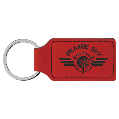 2.75" x 1.25" Red Rectangle Leatherette Keychain – item GFT901