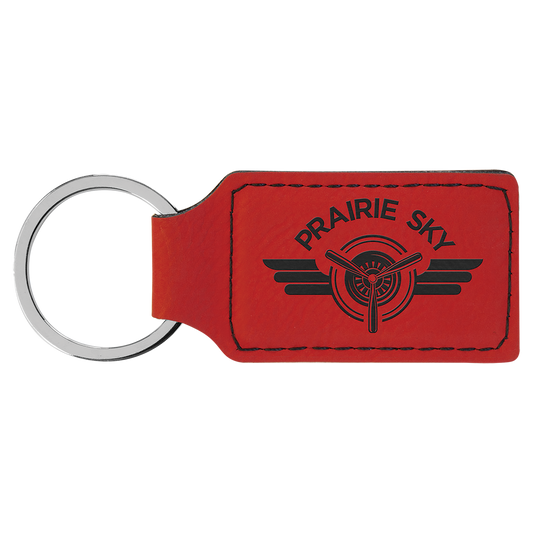 2.75" x 1.25" Red Rectangle Leatherette Keychain – item GFT901