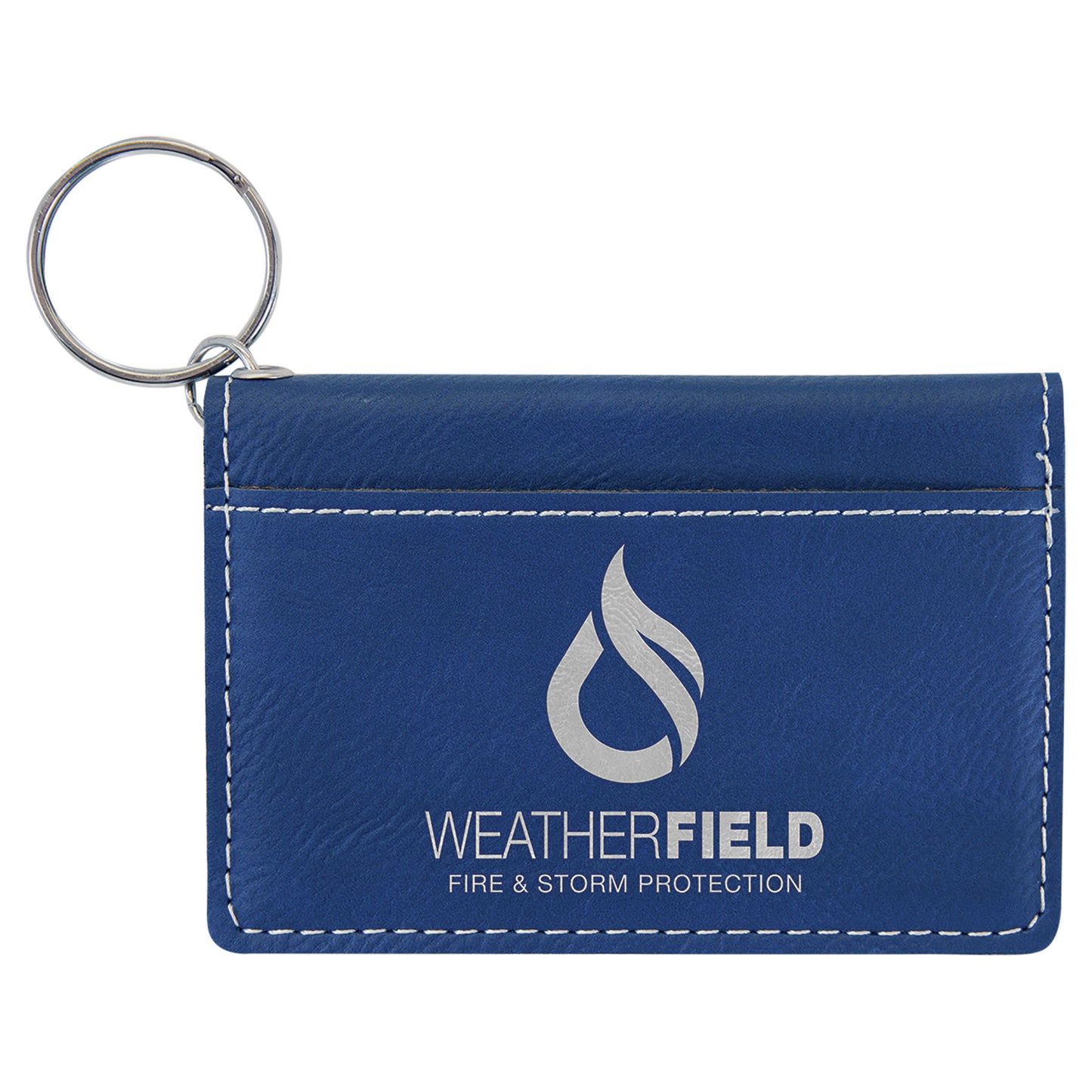 4.25" x 3" Blue/Silver Leatherette Keychain ID Holder – item GFT910 image 2