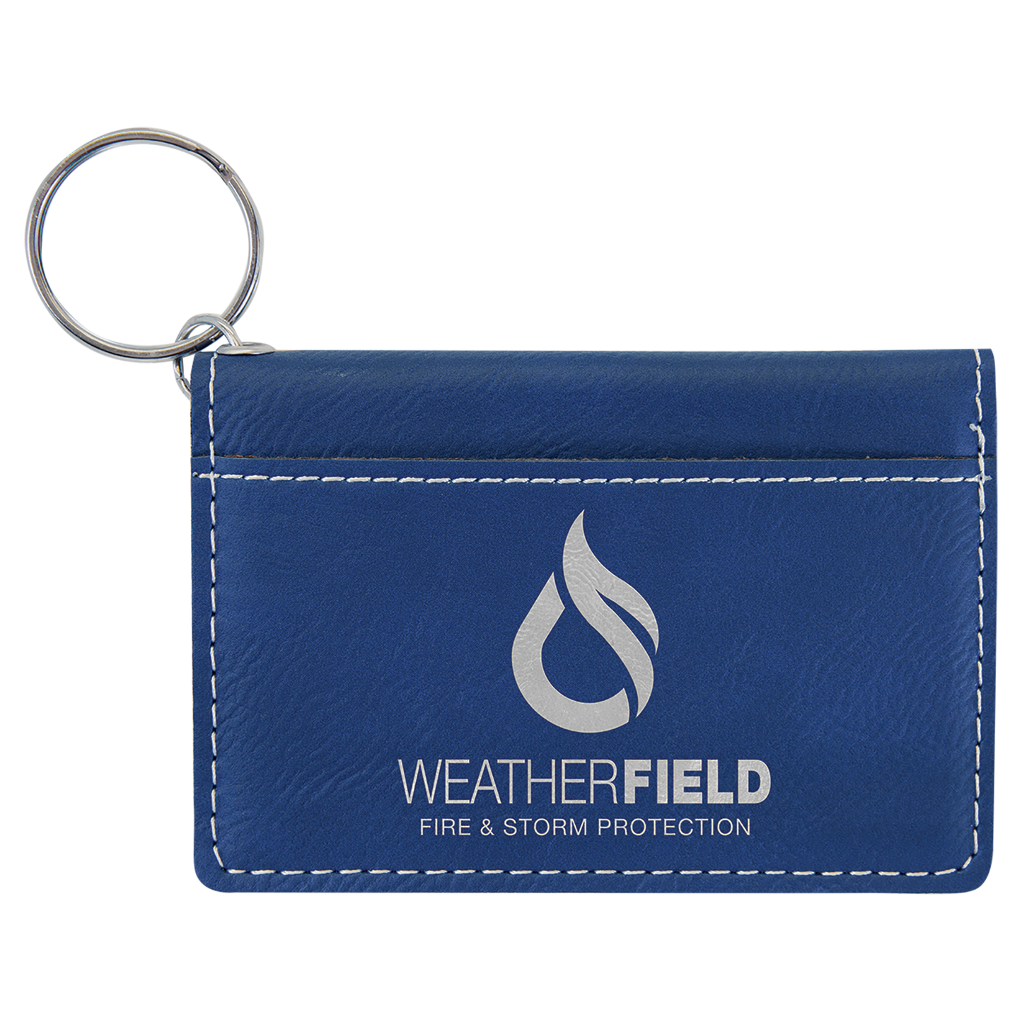 4.25" x 3" Blue/Silver Leatherette Keychain ID Holder – item GFT910