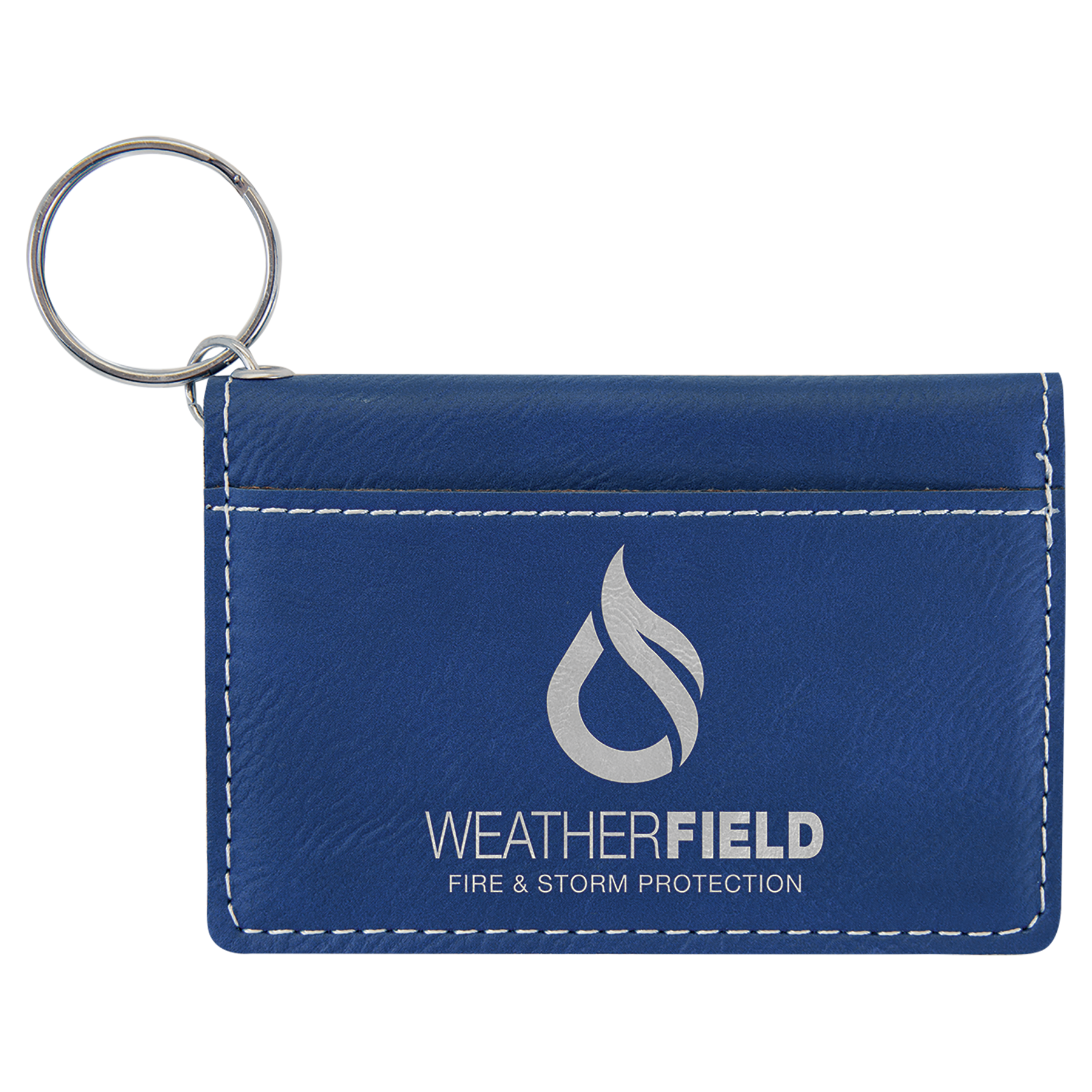 4.25" x 3" Blue/Silver Leatherette Keychain ID Holder – item GFT910