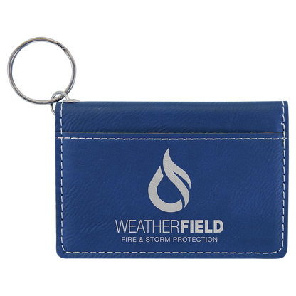 4.25" x 3" Blue/Silver Leatherette Keychain ID Holder – item GFT910