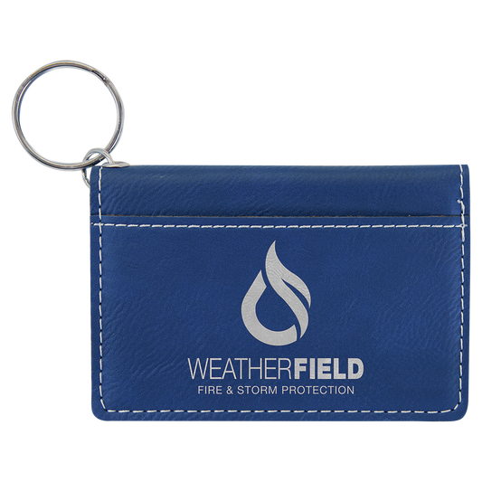 4.25" x 3" Blue/Silver Leatherette Keychain ID Holder – item GFT910