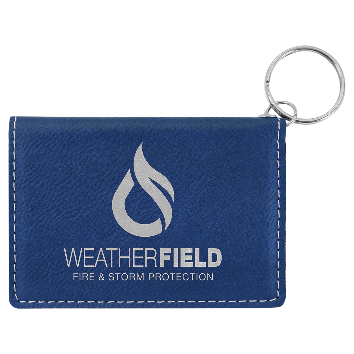 4.25" x 3" Blue/Silver Leatherette Keychain ID Holder – item GFT910 image 4
