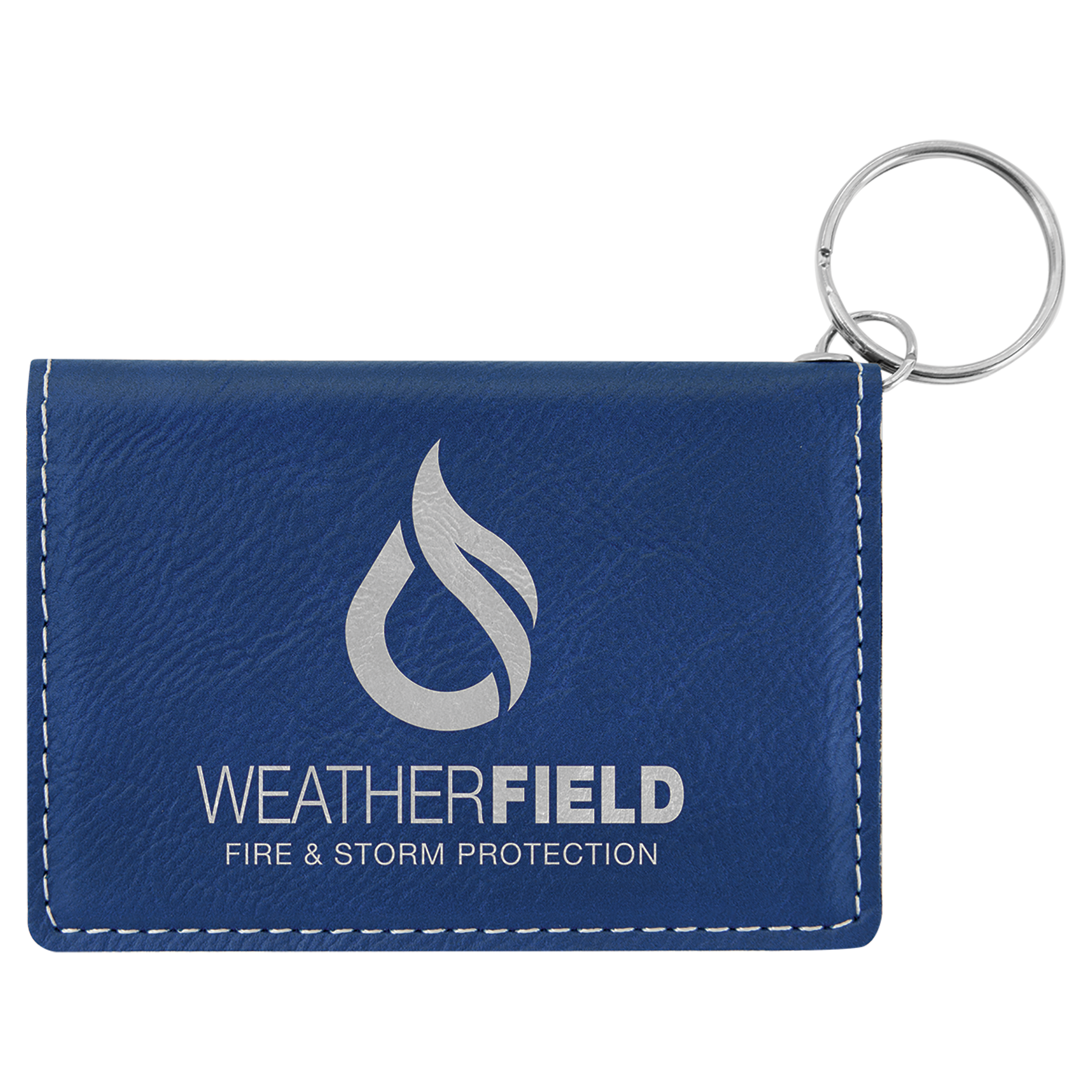4.25" x 3" Blue/Silver Leatherette Keychain ID Holder – item GFT910 image 4