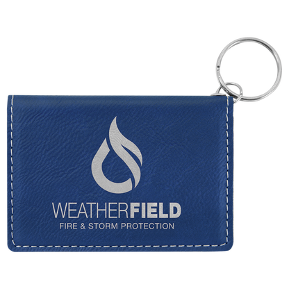 4.25" x 3" Blue/Silver Leatherette Keychain ID Holder – item GFT910 image 4