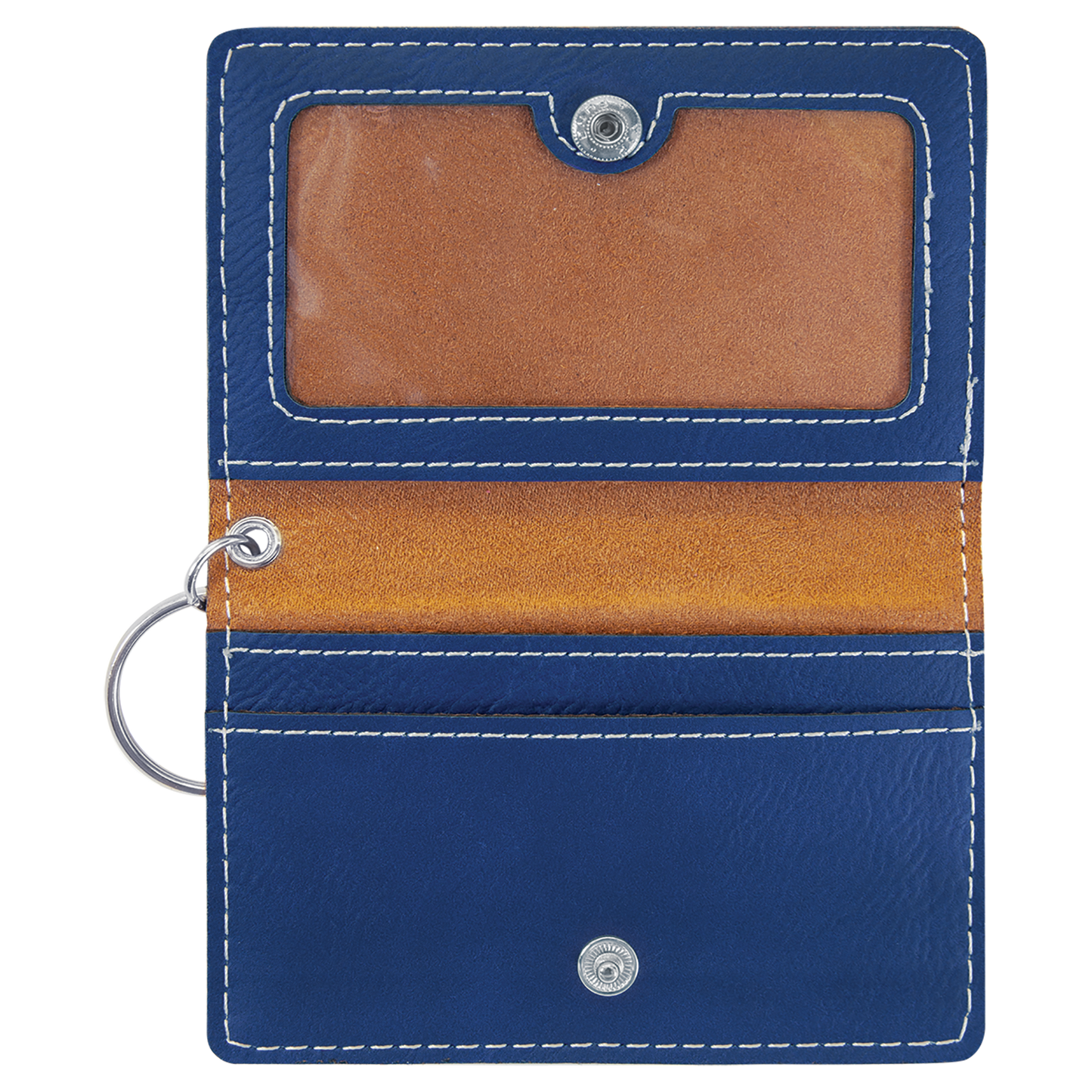 4.25" x 3" Blue/Silver Leatherette Keychain ID Holder – item GFT910 image 3