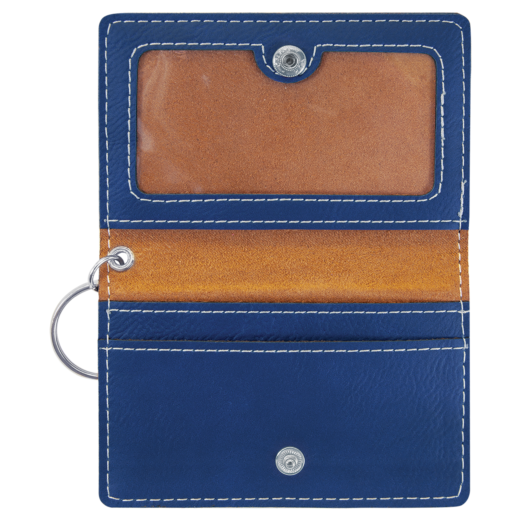 4.25" x 3" Blue/Silver Leatherette Keychain ID Holder – item GFT910 image 3