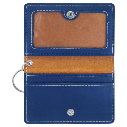4.25" x 3" Blue/Silver Leatherette Keychain ID Holder – item GFT910 image 3