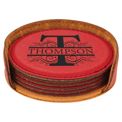 4" x 1.25" Round Leatherette 6-Coaster Set – item GFT913 image 2