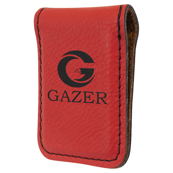 1.75" x 2.5" Red Leatherette Money Clip – item GFT921 image 6