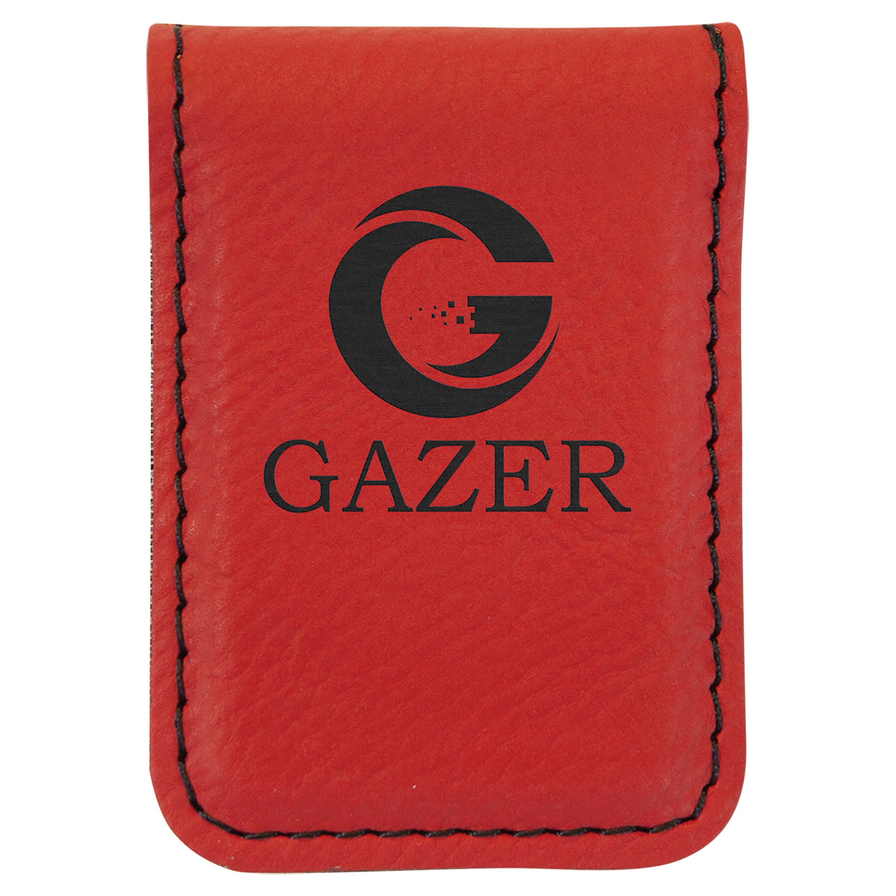 1.75" x 2.5" Red Leatherette Money Clip – item GFT921 image 2