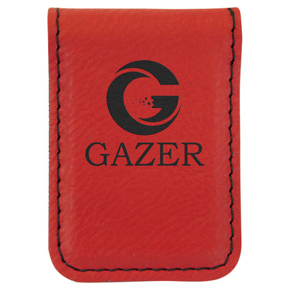 1.75" x 2.5" Red Leatherette Money Clip – item GFT921 image 2