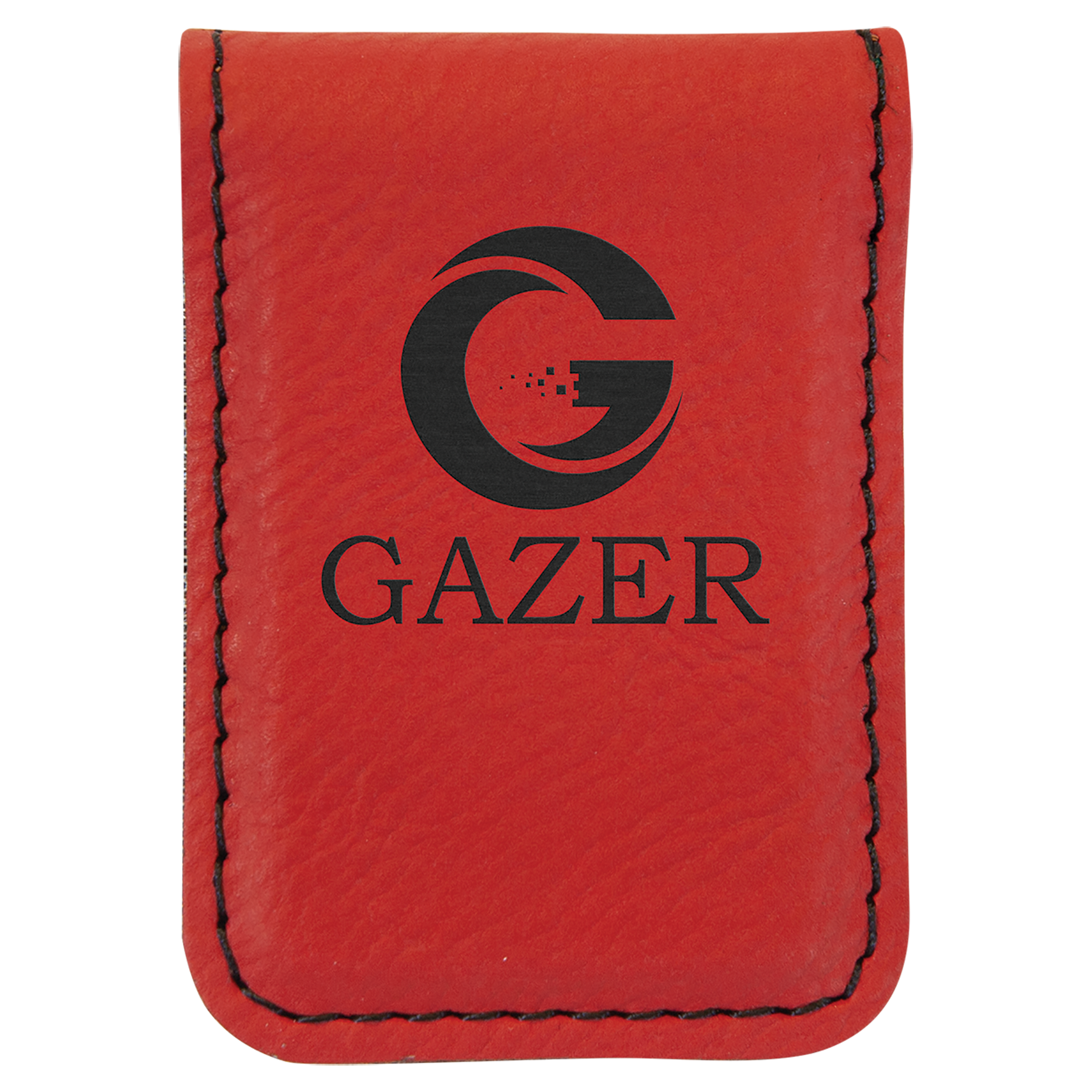 1.75" x 2.5" Red Leatherette Money Clip – item GFT921