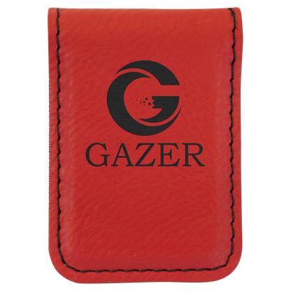 1.75" x 2.5" Red Leatherette Money Clip – item GFT921